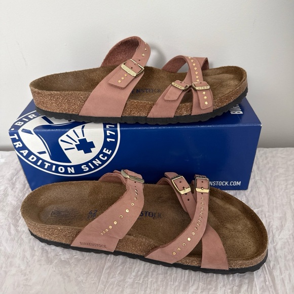 Birkenstock Franca rivets rose Pink gold sandals size 42 11 regular width - Picture 3 of 8